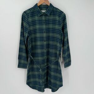 Carve Designs Creston Flannel Dress Juniper Plaid Green Long Sleeve Women Medium
